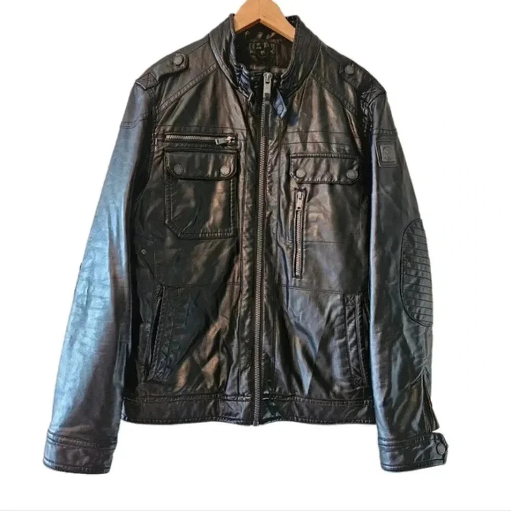Projek Raw Vegan Leather Moto Biker Jacket Black Size Medium.